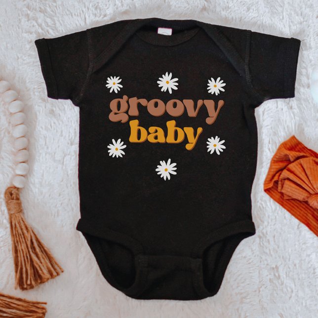 STEVIE Retro 70's Mustard Daisy Groovy Baby Baby B Baby Bodysuit (Creator Uploaded)