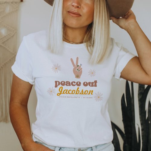 STEVIE Retro Peace Out Bride Bachelorette Party T_Shirt