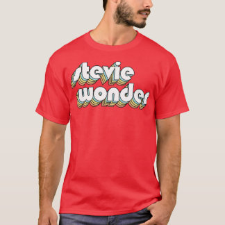 Stevie Wonder Retro Rainbow Typography Faded Style T-Shirt