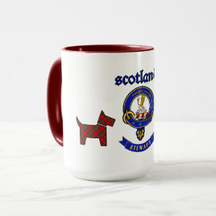 Stewart Badge & Tartan Scottie Dogs Personalized Mug