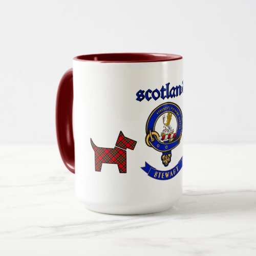 Stewart Badge  Tartan Scottie Dogs Personalized Mug