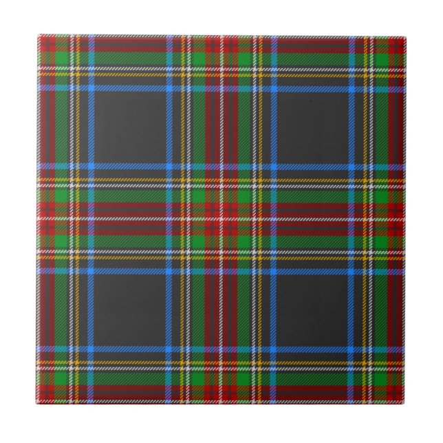 Stewart Black Clan Hunting Tartan Plaid Ceramic Tile (Front)