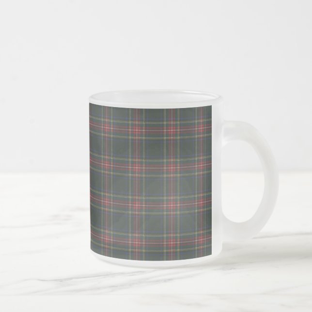 Stewart Black Clan Tartan  Frosted Glass Coffee Mug (Right)