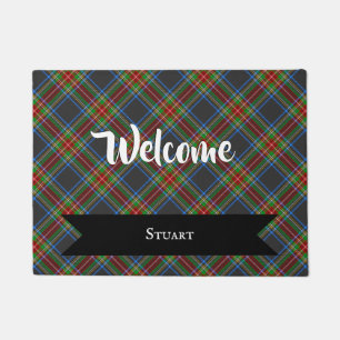 Stewart Black Clan Tartan Welcome Mat