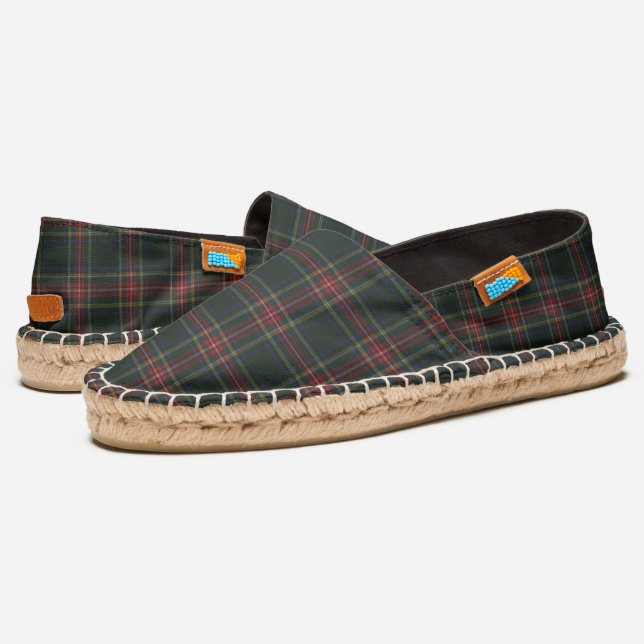 Stewart  Black  Modern Original Scottish Tartan Espadrilles (Angled)