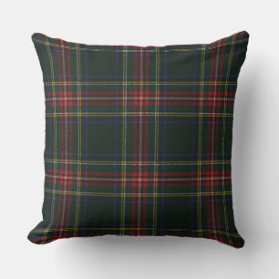 Stewart Black Modern Original Scottish Tartan Throw Pillow