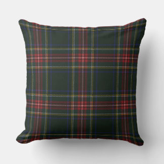 Stewart Black Modern Original Scottish Tartan Throw Pillow