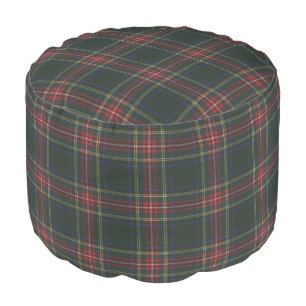 Stewart Black Modern Scottish Clan Tartan Pouf