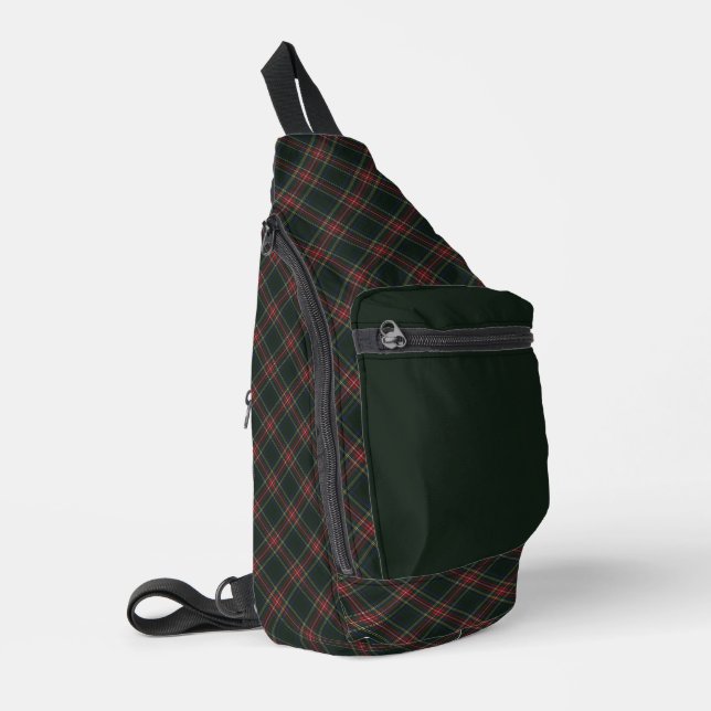 Stewart Black Scottish Clan Tartan Sling Bag (Left Corner)