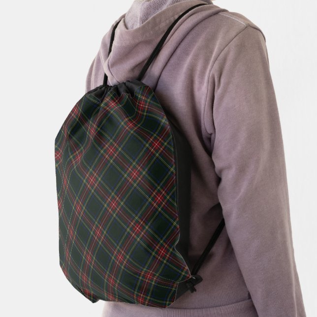 Stewart BlackDress Modern Original Scottish Tartan Drawstring Bag (Insitu)