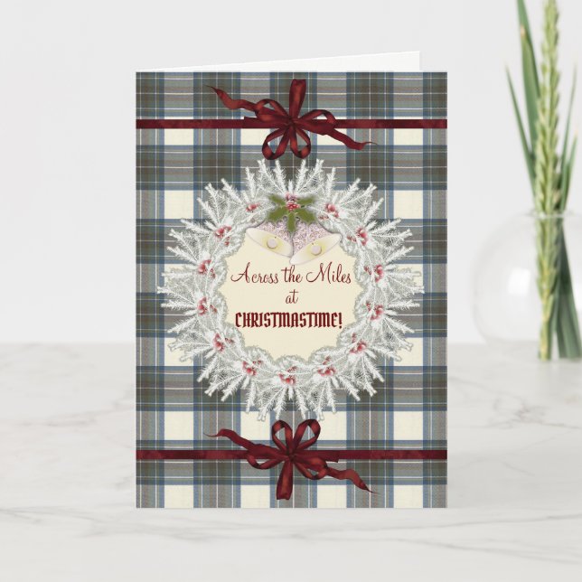Stewart Blue Dress Original Scottish Tartan Holiday Card (Front)