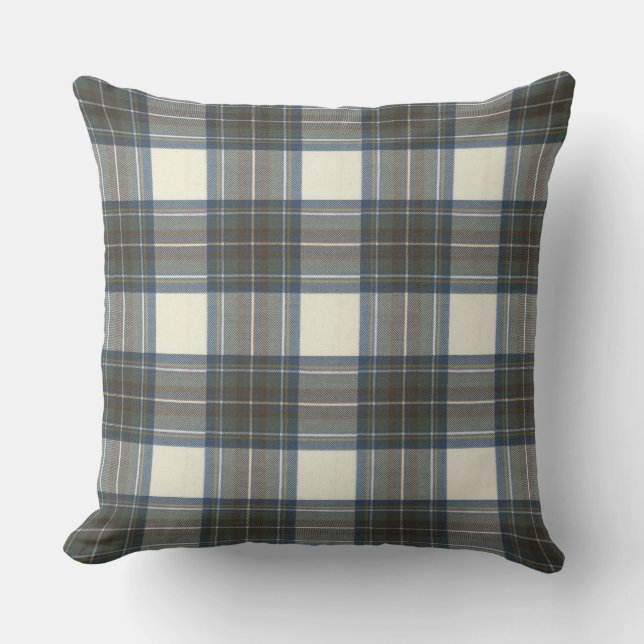 Stewart Blue Dress Original Tartan Square Throw Pillow (Front)