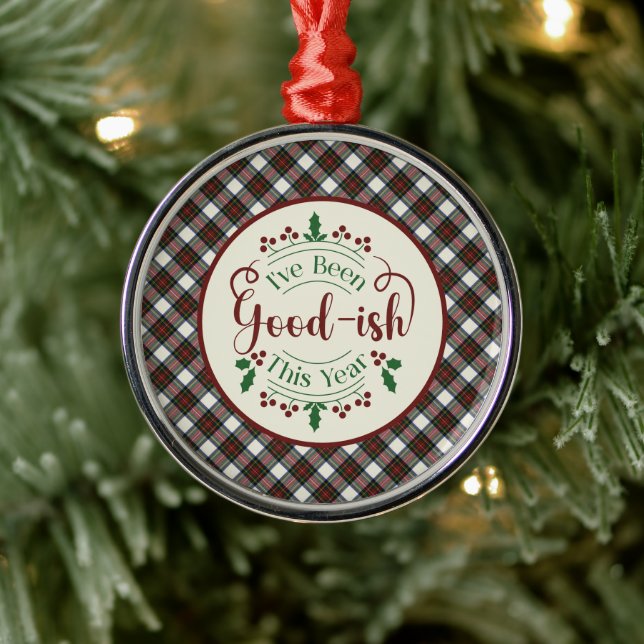 Stewart Blue Dress  Scottish Tartan Christmas Metal Ornament (Tree)