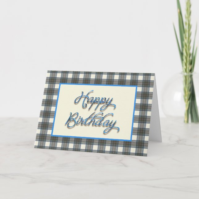  Stewart Blue Tartan Birthday Card (Front)