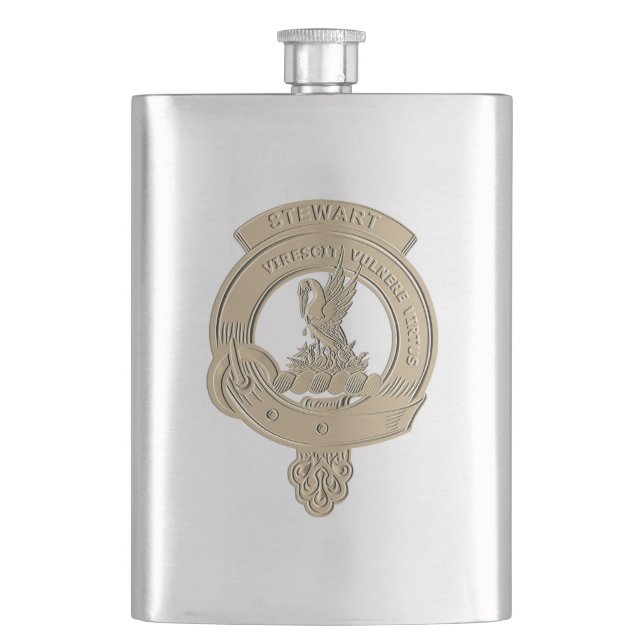 Stewart Clan Badge Embossed Flask (Front)