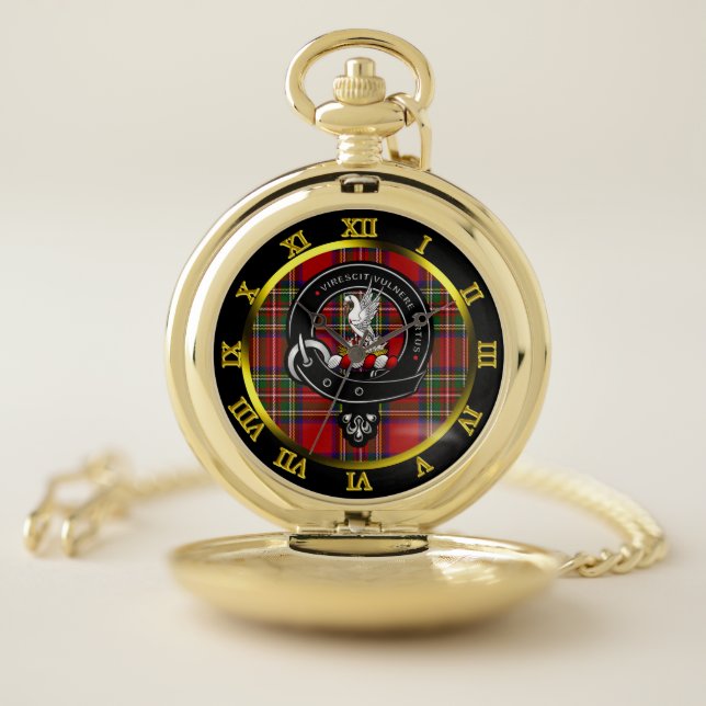 Stewart Clan Badge & Tartan Gold Pocket Watch (Inside)