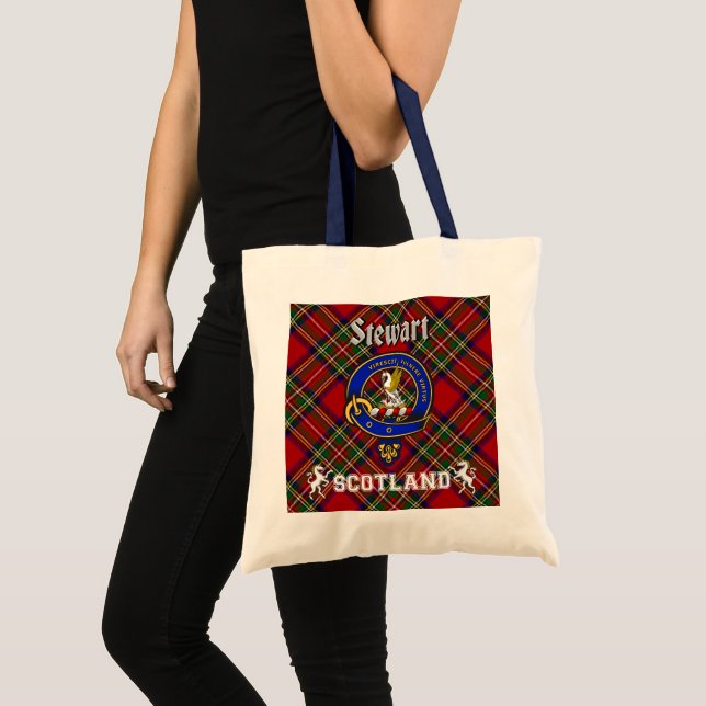 Stewart Clan Badge Tartan Tote Bag (Front (Product))