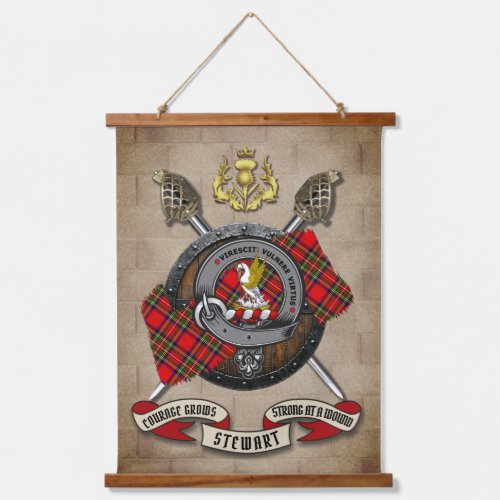 Stewart Clan Badge W/Crossed Swords Personalized Hanging Tapestry