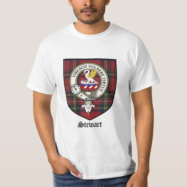 Stewart Clan Crest Badge Tartan T-Shirt (Front)