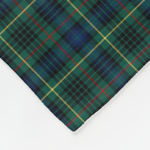 Stewart Clan Dark Green and Blue Hunting Tartan Fleece Blanket