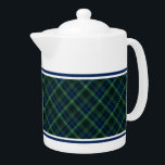 Stewart Clan Hunting Tartan Green and Blue Plaid Teapot<br><div class="desc">Teapot with a forest green,  dark blue,  red,  yellow,  and black Scottish plaid pattern. Traditional Clan Stewart family hunting tartan,  including the Spruill sept. Choose from two sizes. Matching teacups and mugs available.</div>