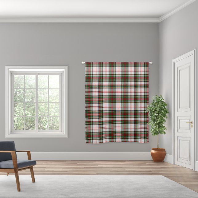 Stewart Clan Tartan White Green Red Plaid Sun Blackout Curtains (Wide)