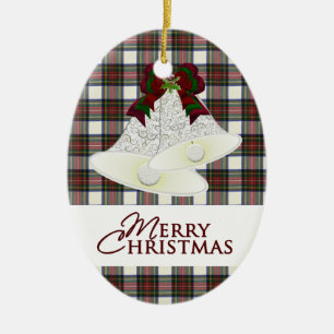 Stewart Dress Clan Tartan and Motto Ceramic Ornament