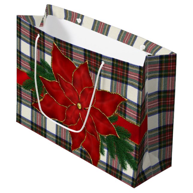 Stewart Dress Modern Scottish Tartan Large Gift Bag (Front Angled)