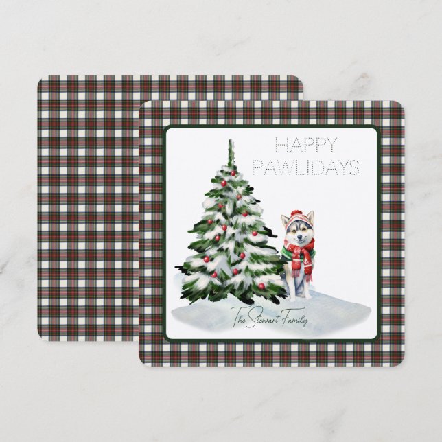 Stewart Dress Modern Tartan Happy Pawlidays Dog (Front/Back)