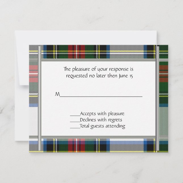 Stewart Dress Plaid Wedding RSVP Card (Front)
