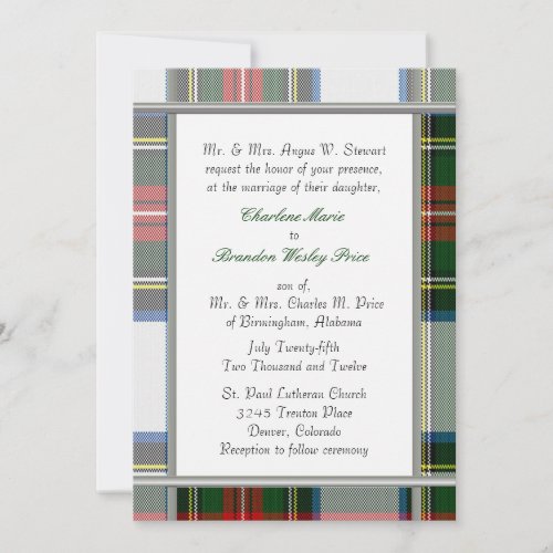 Stewart Dress Tartan Plaid Wedding Invitation