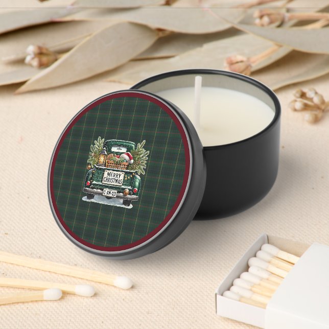 Stewart Hunting Modern Scottish Tartan Christmas Mini Candle Favors (Insitu)