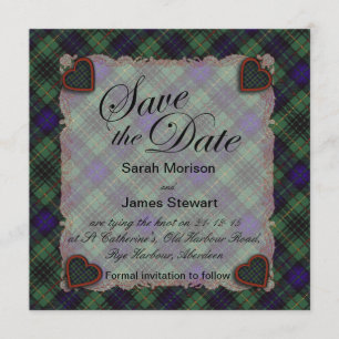 Stewart Hunting Scottish clan tartan - Plaid Save The Date