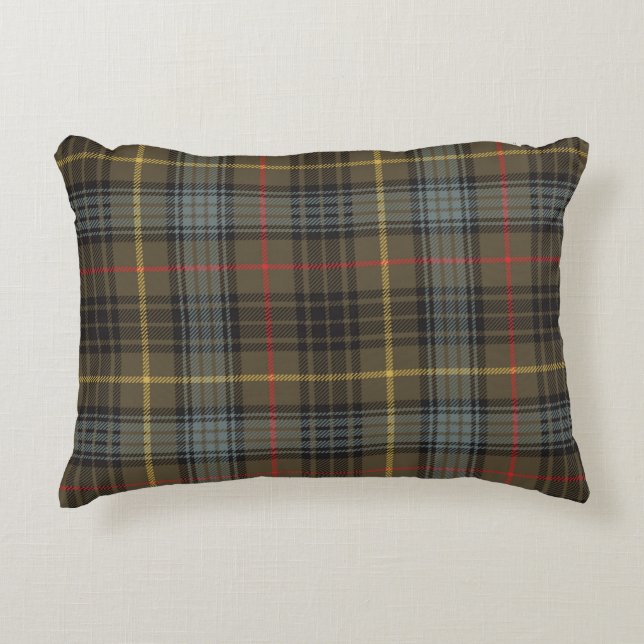 Stewart Hunting Weathered Tartan Plaid Pattern Accent Pillow (Front)
