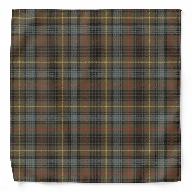 Stewart Hunting Weathered Tartan Plaid Pattern Bandana (Front)