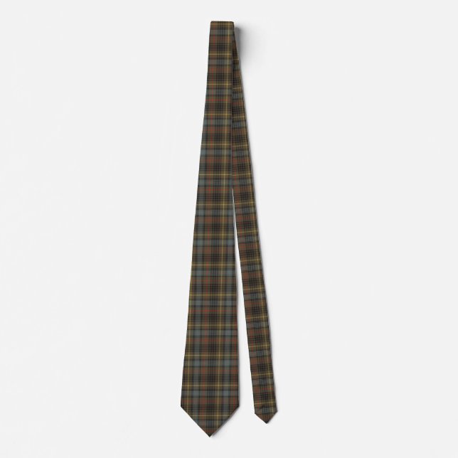 Stewart Hunting Weathered Tartan Plaid Pattern Neck Tie (Front)