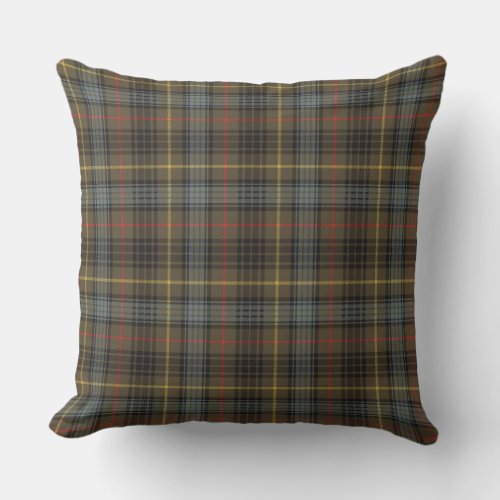 Stewart Hunting Weathered Tartan Plaid Pattern Throw Pillow