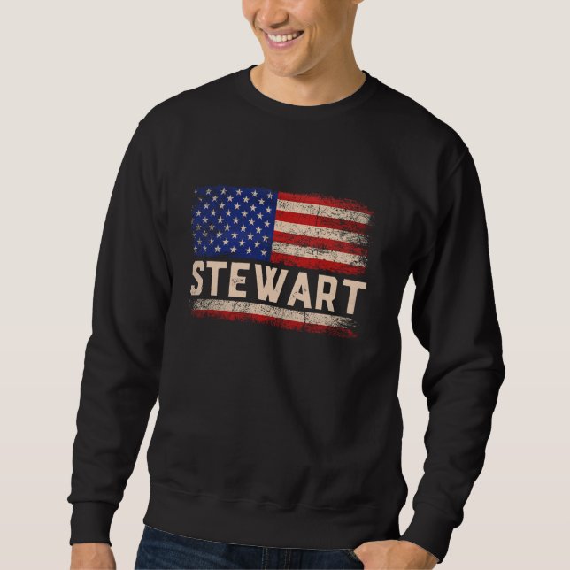 Stewart Last Name Shirt Stewart Name American Flag (Front)