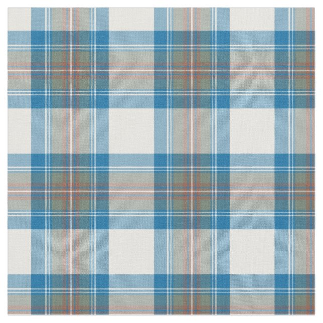 Stewart Muted Blue Tartan Fabric (Close Up)