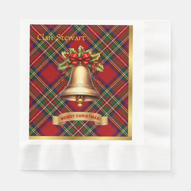 Stewart Personalized Tartan Christmas Napkins (Front)