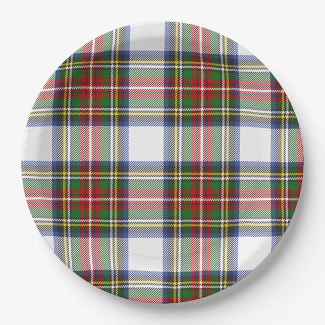 Stewart Royal Dress Plaid Scottish Pattern Paper Plates (Front)
