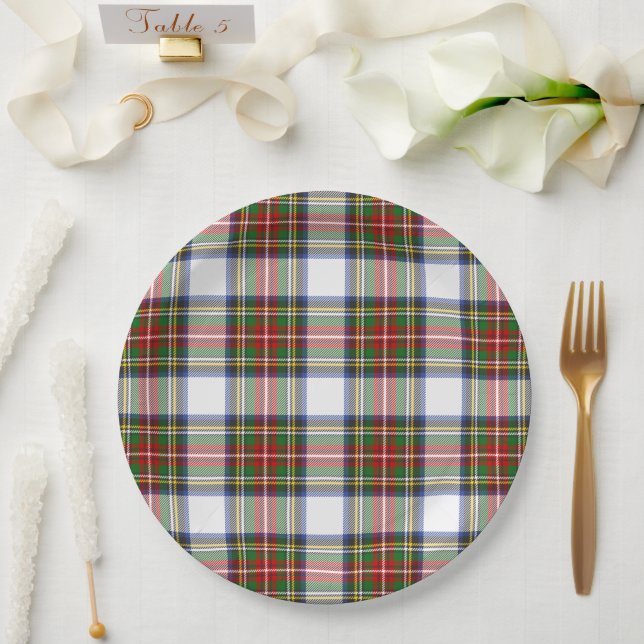 Stewart Royal Dress Plaid Scottish Pattern Paper Plates (Wedding)