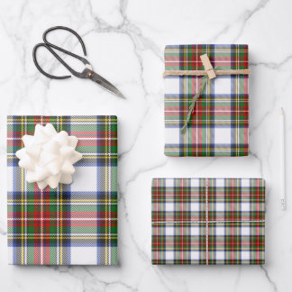 Stewart Royal Dress Plaid Scottish Pattern Wrapping Paper Sheets