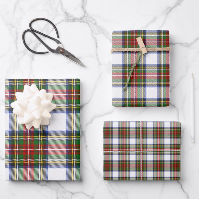 Stewart Royal Dress Plaid Scottish Pattern Wrapping Paper Sheets (Front)