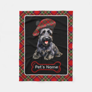Stewart Scottie Dog Tartan Personalized Dog Fleece Blanket