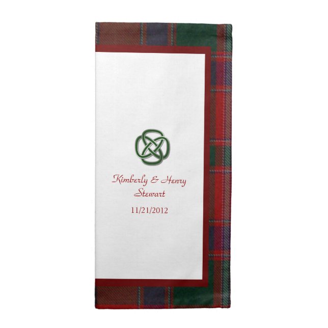 Stewart Scottish Tartan Plaid Wedding Napkins (Half Fold)