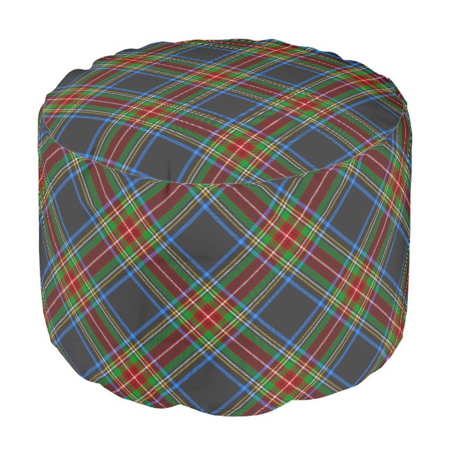 Stewart Stuart Black Clan Scottish Tartan Plaid Pouf (Angled Front)