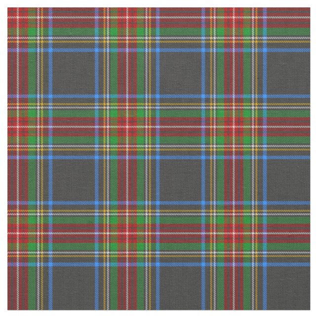 Stewart Stuart Black Clan Tartan Plaid Fabric (Close Up)