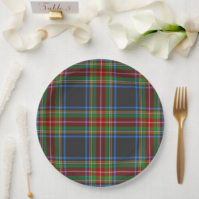 Stewart Stuart Black Clan Tartan Plaid Paper Plates (Wedding)