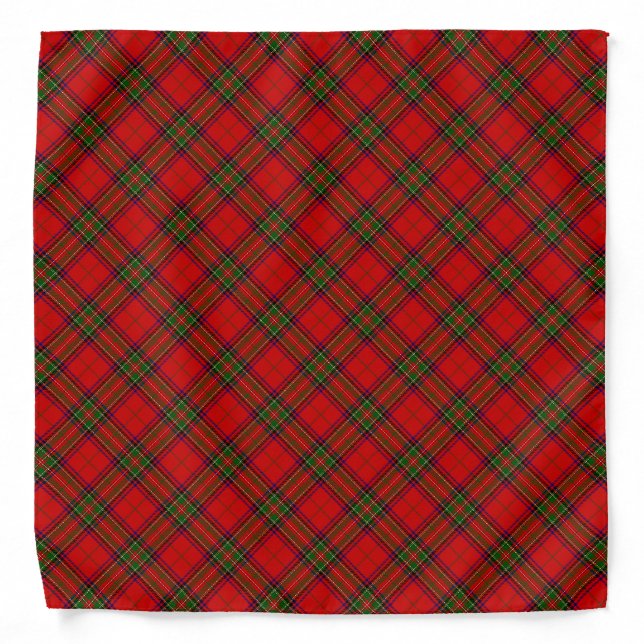 Stewart / Stuart tartan red green plaid Bandana (Front)